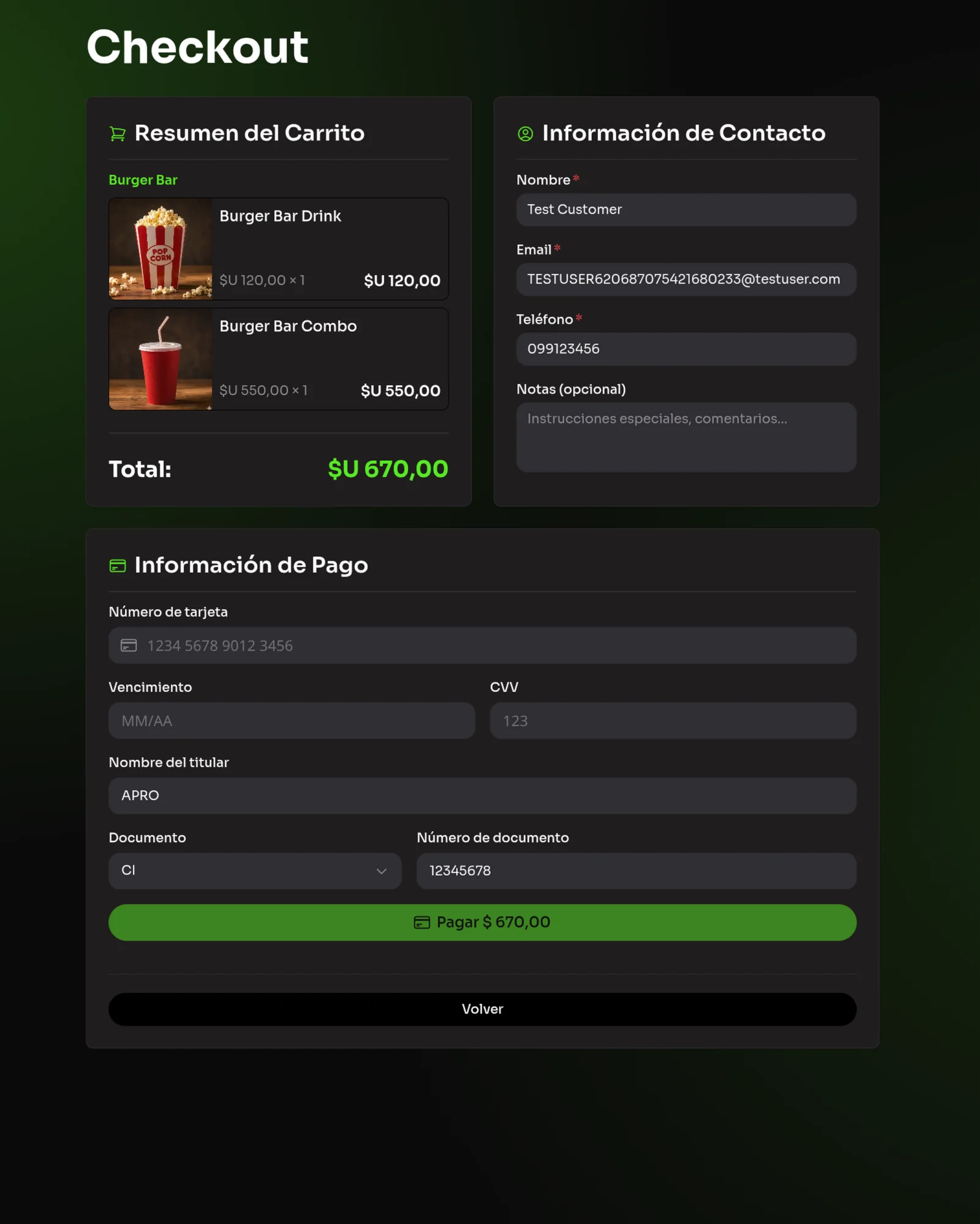 Checkout del público