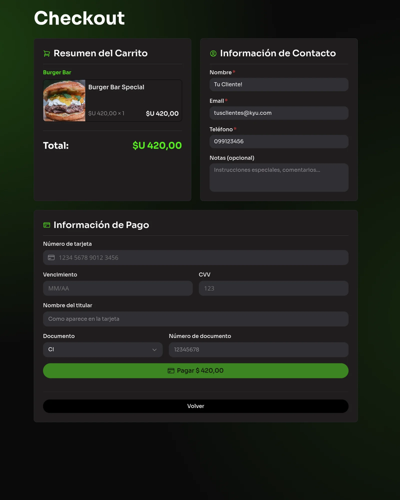 Checkout del público